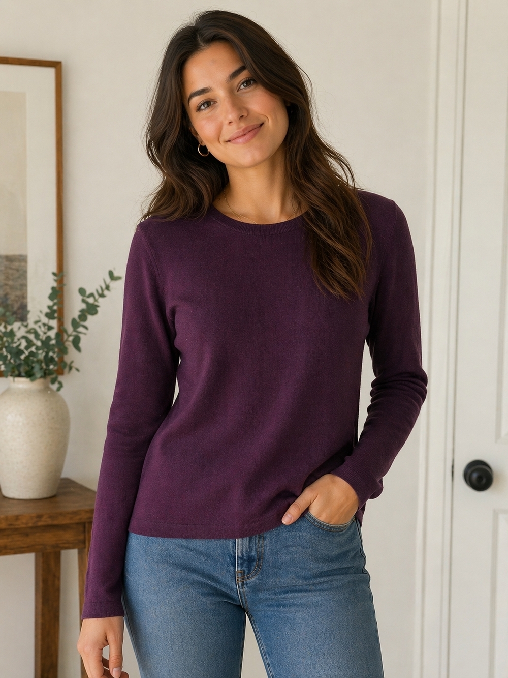 Dunedin Merino Scotland Purple Merino Wool Sweater